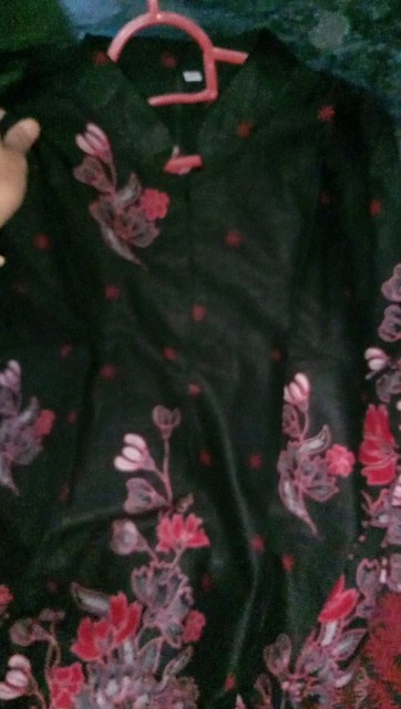 Maura Baju Couple Batik Couple Keluarga Modern Sania Ruffle Ori Ndoro Jowi Dnt Motif Sakura Merah