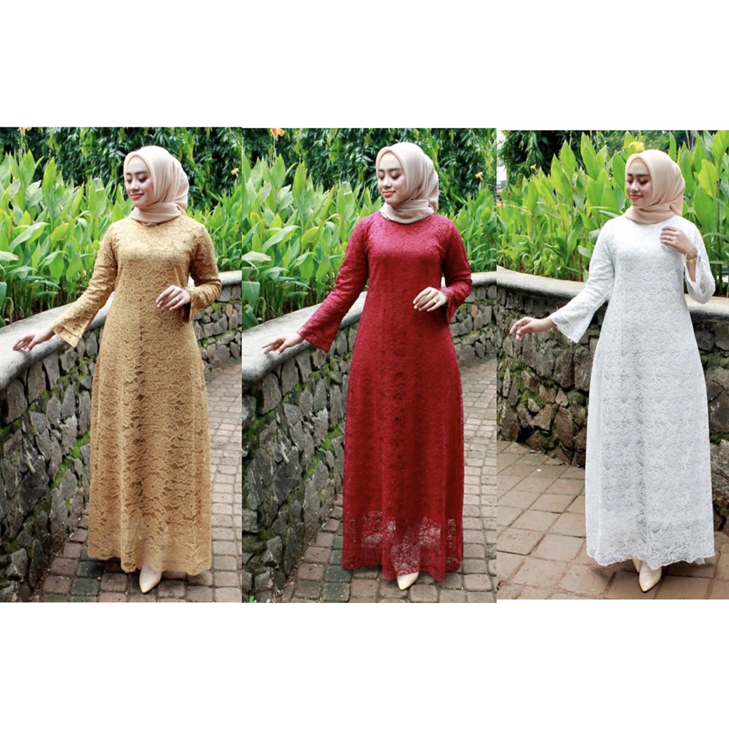 Kebaya Muslim Jumbo Gamis Brukat Wanita,Kebaya Brukat Kondangan,Baju Gamis