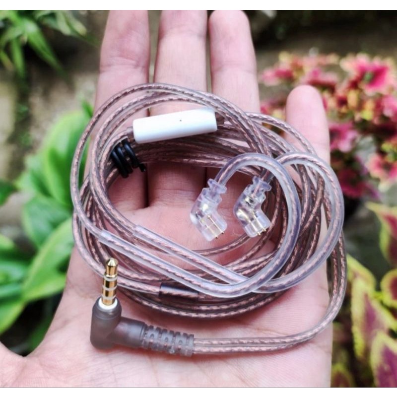 (TERMURAH) Kabel KZ Copper (MIC) 2 pin Type A B C (QDC) for KZ EDX ZST CCA TRN Cable pengganti-KZ BLACK TYPE C