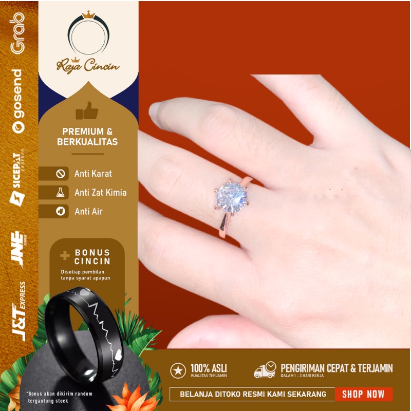 Cincin Titanium Wanita Anti Karat Permata Cewek Korea Elegan Mewah Kekinian 0006D0