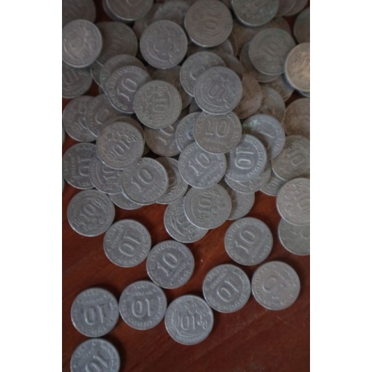 Uang koin kuno 10 rupiah th 1971, mahar (kancing) sudah dibersihkan