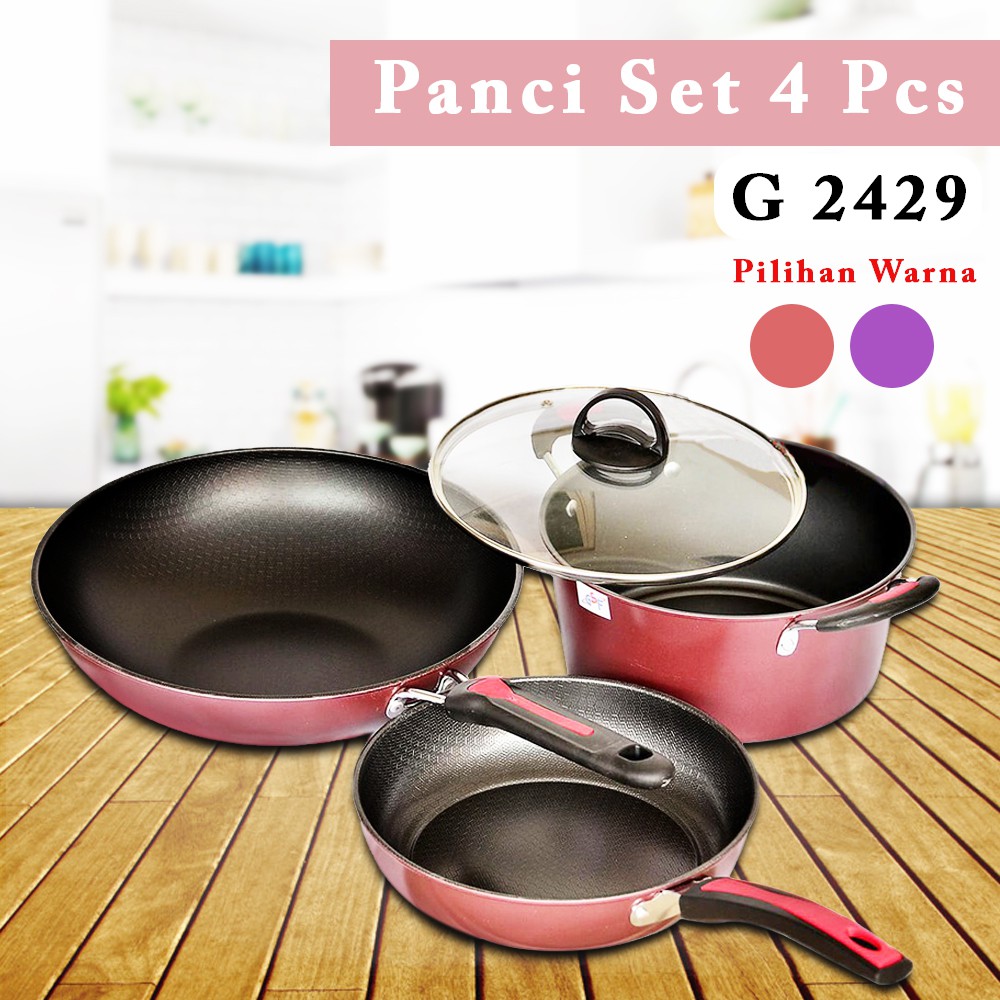 Panci Wajan Set Penggorengan Anti Lengket 4 Pcs GSF G-2429