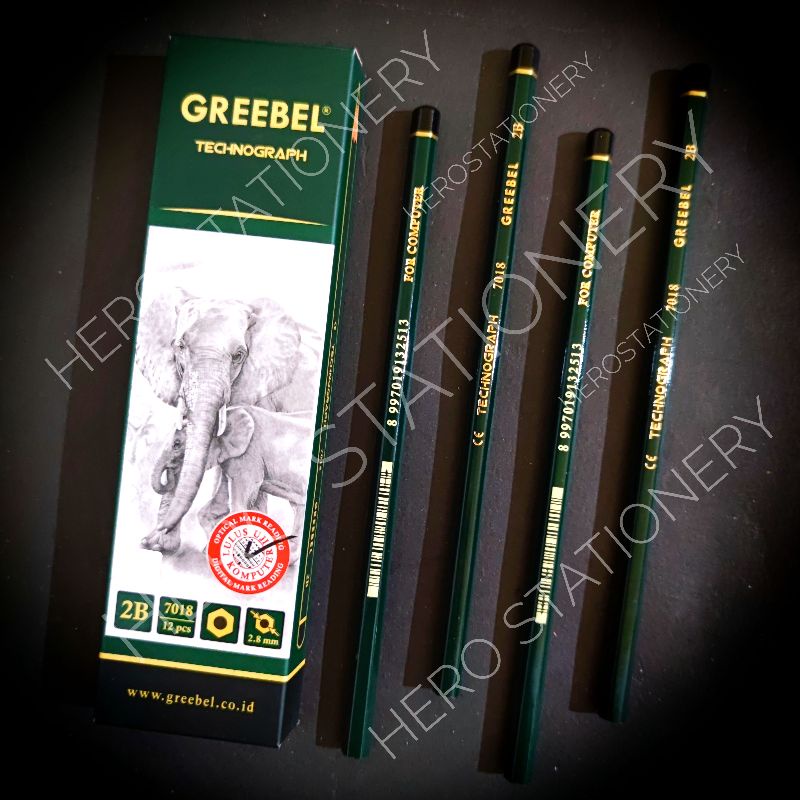 

Pensil 2B pencil greebel untuk ujian LJK komputer . 12 unit