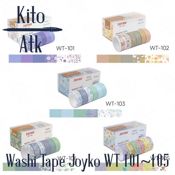 

Washi Tape Joyko WT 101-105 / Selotip Kertas Warna