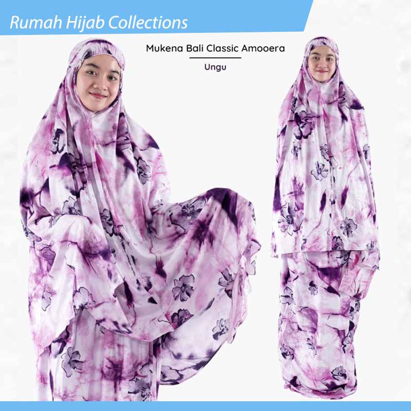 Mukena Bali Classic Amooera Dewasa Terbaru / Mukena Rayon Ori Jumbo - Ungu