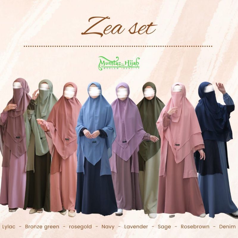 ZEA DRESS SET BY MUMTAZ / SET GAMIS SYAR'I ROSETWILL KHIMAR TALI NONPAD CERUTTY DOUBLE LAYER GAMIS F