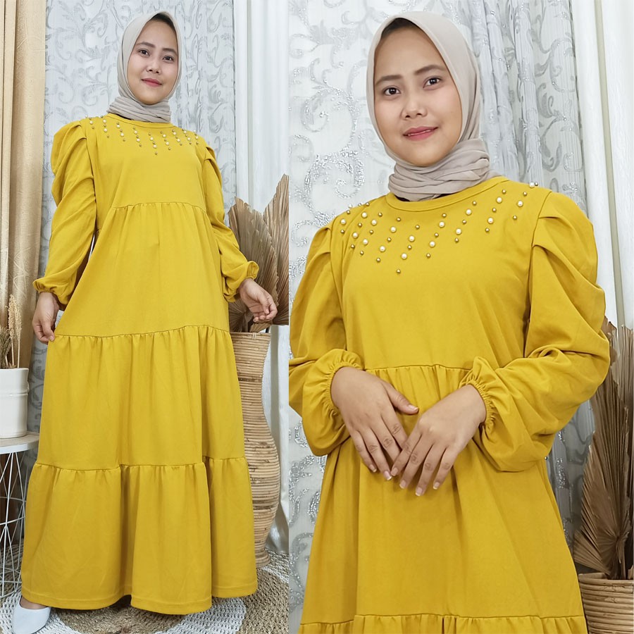 GAMIS SABANI MUTIARA LENGAN KERUT BAWAH 3SUSUN GL FASHION