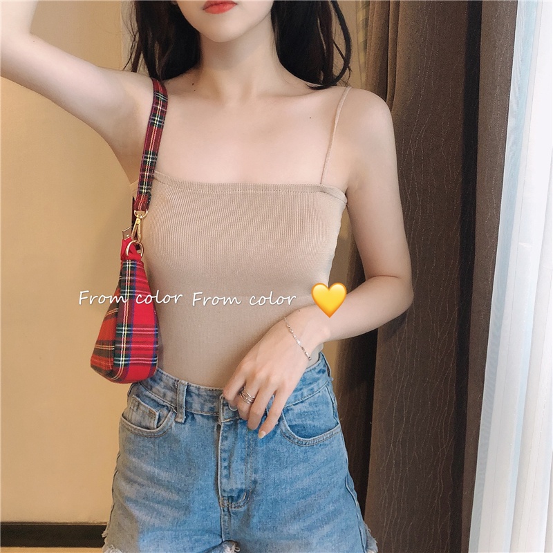 YIU YIU Rajut - Rompi Rajut Polos Wanita Premium Crop Top Korea Tanktop