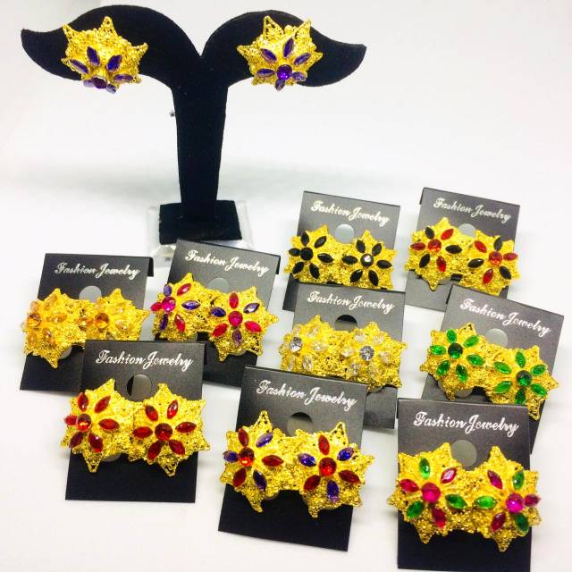 Anting Alpaka Zircon Padi 2 Xuping Emas Kebaya Bali