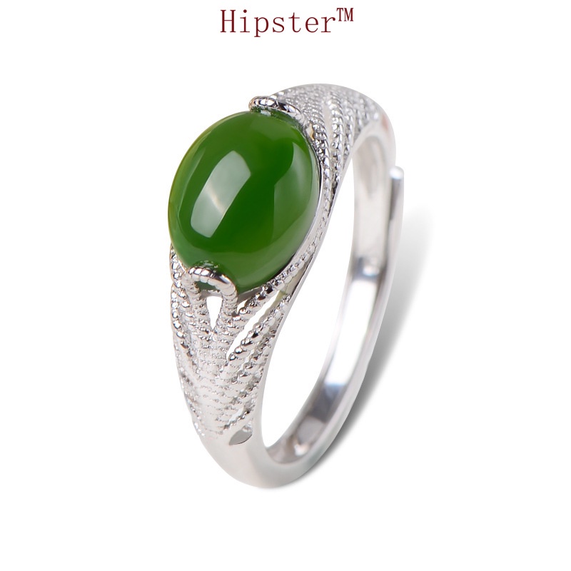 Retro Graceful and Fashionable Hollow Emerald Open Ring