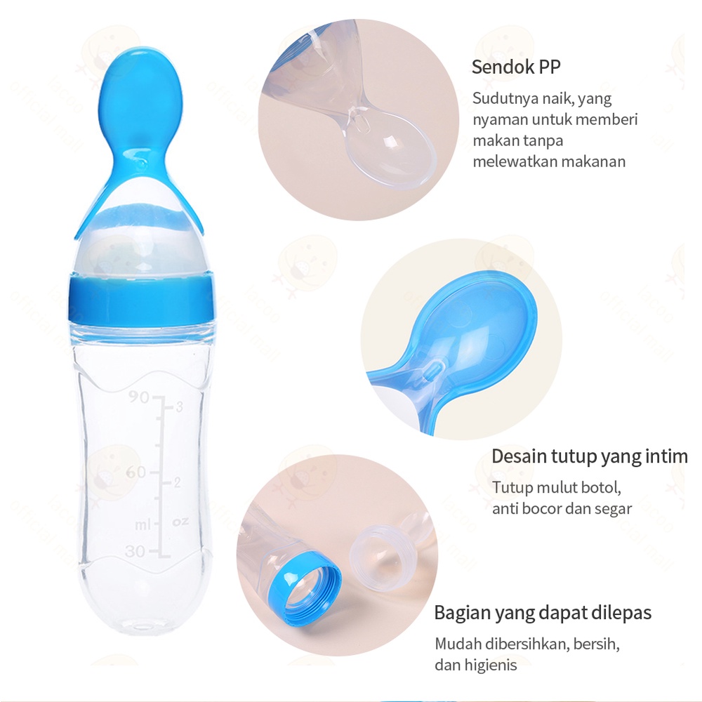 Lacoo Botol sendok makan bayi silicone Botol Dot Spoon Feeder