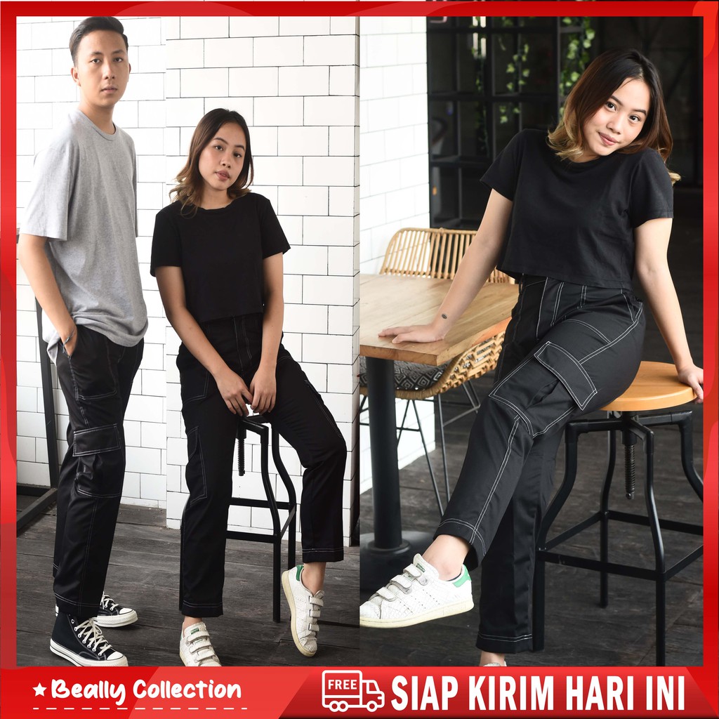 CARGO LIST BLACK S-3XL CELANA CARGO PRIA WANITA CELANA CARGO JOGGER UNISEX