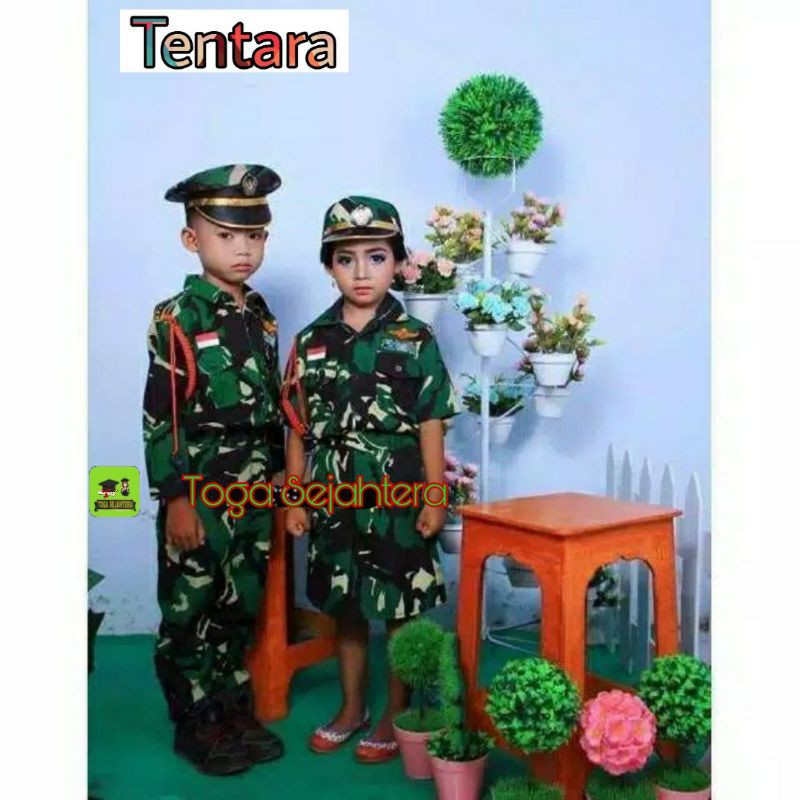 BAJU KOSTUM PROFESI ANAK TENTARA / SERAGAM LORENG ANAK (TOPI)