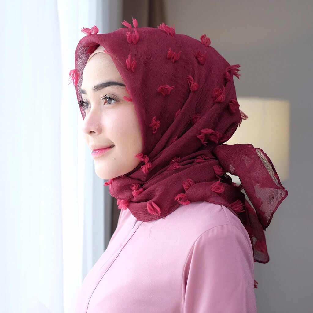 Jilbab rubiah murah / ruby / linen ruby / square