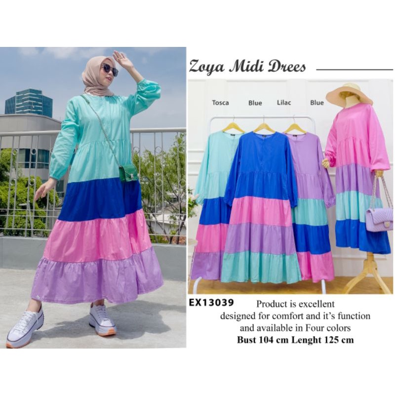 EXTU MIDI DRESS ZOYA BHN KATUN LD106 P122//MIDI PELANGI by EXTU