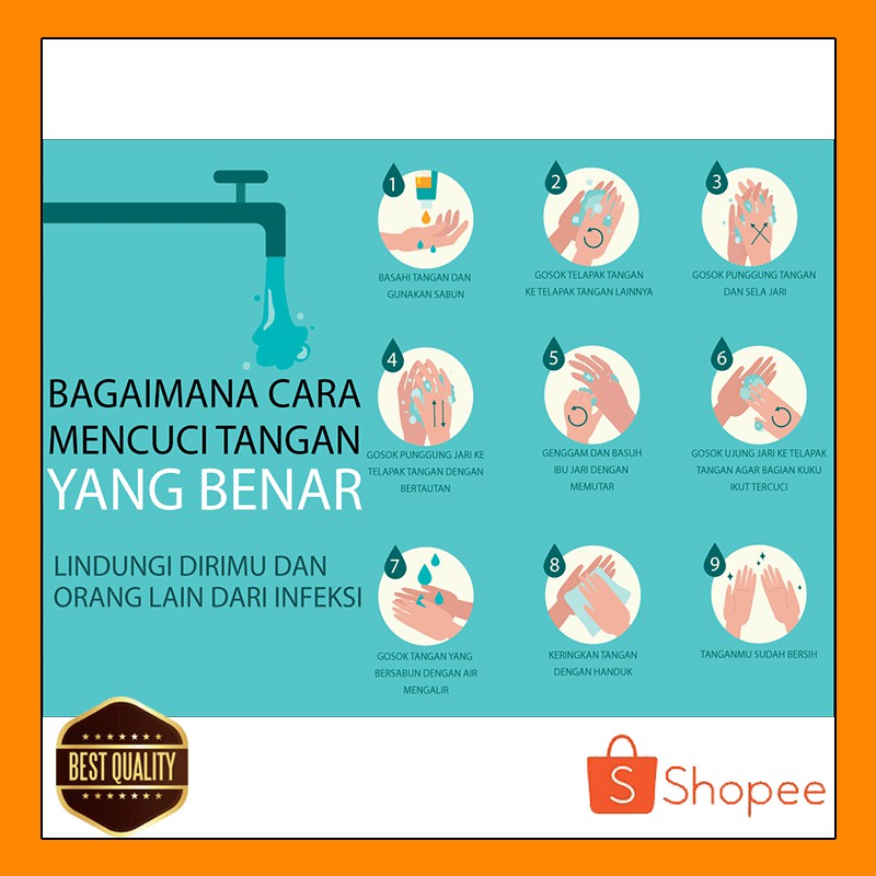 Poster Belajar Covid 19 Cara Mencuci Tangan