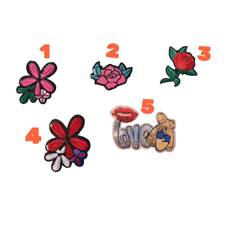 BORDIR PATCH/BORDIR MAWAR PINK/BORDIR MAWAR MERAH/BORDIR BUNGA PINK/BORDIR BUNGA MERAH/BORDIR LOVEKI