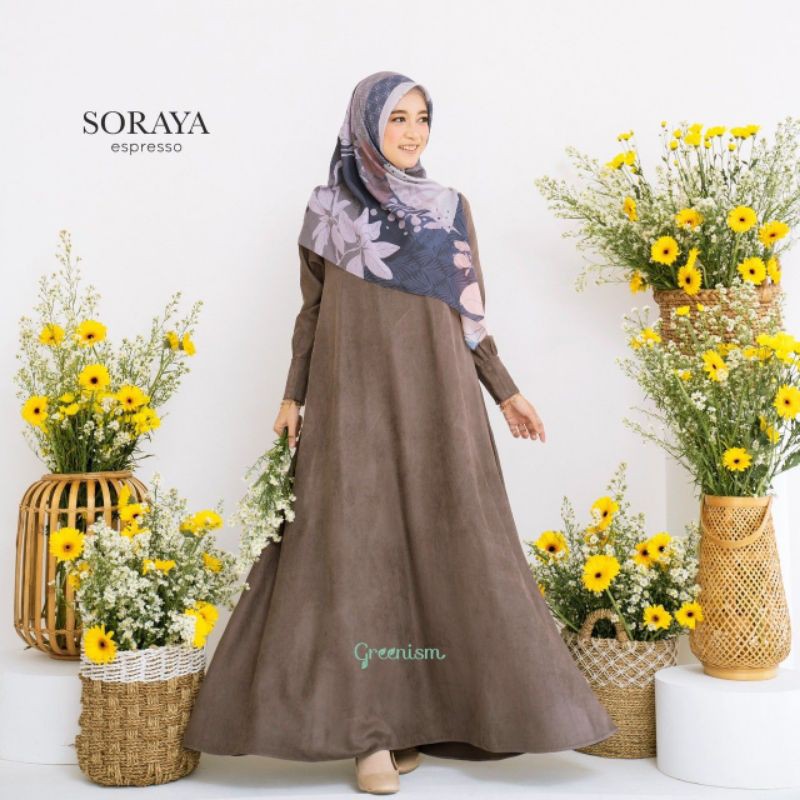 soraya dress by greenism/gamis polos/gamis simple/gamis busui/ gamis murah
