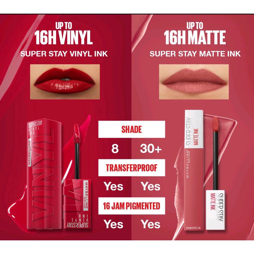 Maybelline Superstay Vinyl Ink 4.2 ml – Shiny Pigmented Transferproof Tahan Lama 16 Jam