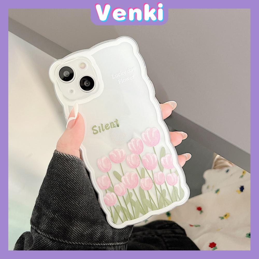 iPhone Case Silicone Soft Case Clear Case Wave Airbag Shockproof Camera Cover Protection Pink Flower Compatible For iPhone 11 iPhone 13 Pro Max iPhone 12 Pro Max iPhone 7 Plus xr