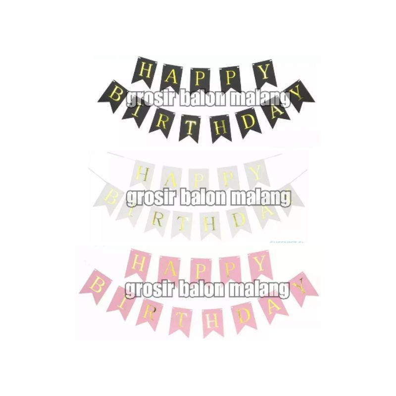 bunting flag banner happy birthday polos gold