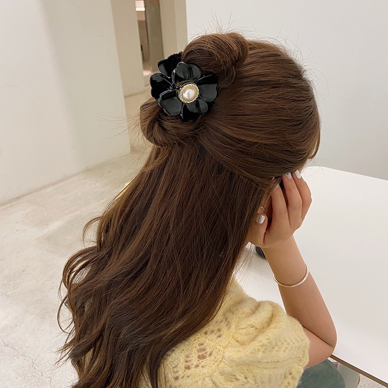 Sweetheart Ins Hot Girl Flower Catch Clip Shark Clip Personality Hair Catch Back Head Clip Temperament Hairpin Net