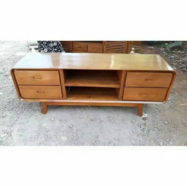 Rak tv kayu jati minimalis - Meja tv jati minimalis