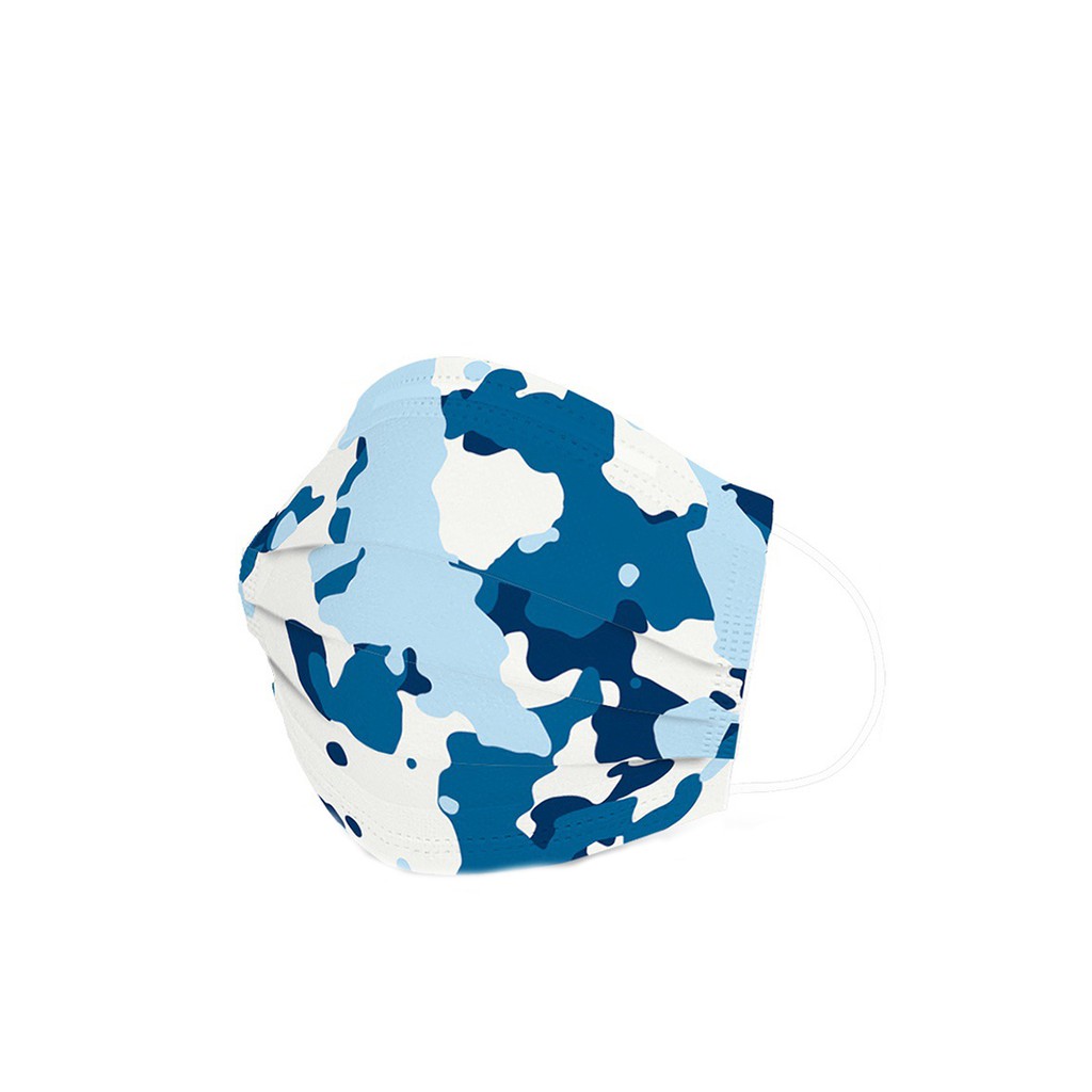 

La floret 1pack (10 pcs) masker medis printed motif army biru disposable surgical mask earloop
