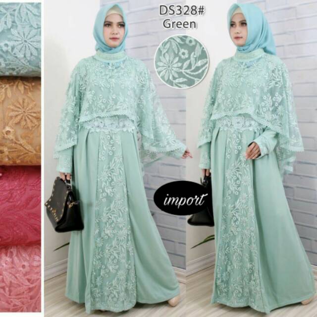 Gaun tile Import Ds-328 C bahan Burklat Lace import