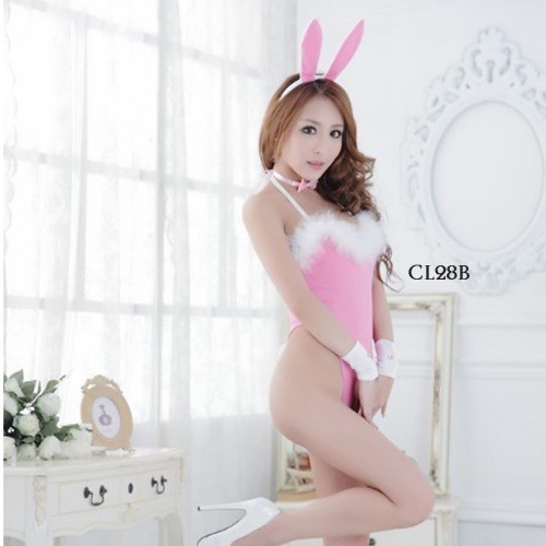 [TRUSTED SELLER] LINGERIE SEXY BAJU TIDUR WANITA KOSTUM COSPLAY BUNNY SUIT PINK CL28B