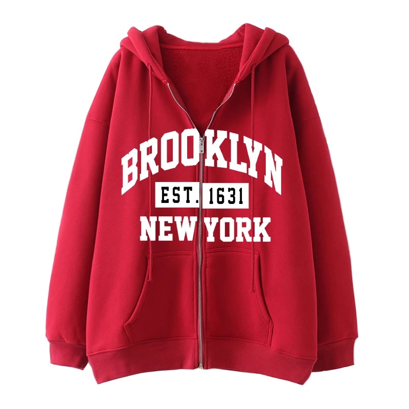 Jaket Hoodie Sweater Jumper Brooklyn 1898 New York Hoodie Zipper Wanita Oversize Polos Hoodie Ziper Wanita Oversize Murah Hodie Zipper Sweater Wanita Korean Style  Hoodie Wanita Oversize Fleece Tebal Sweater Zipper Sleting Hoodie Resleting Wanita Oversize