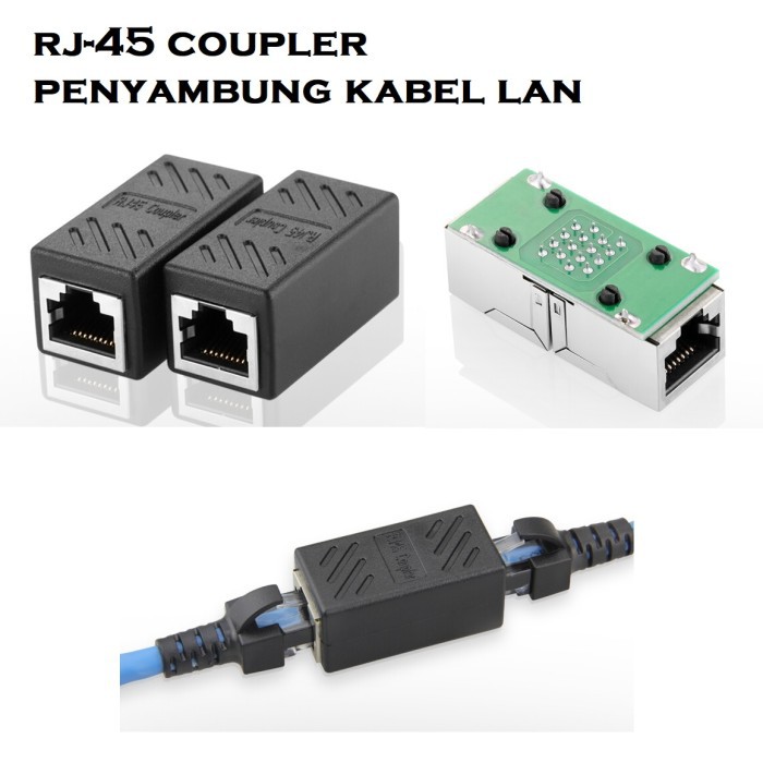 Barel RJ45 Black COUPLER JOINER F-F RJ-45 PENYAMBUNG 2 KABEL LAN RJ45