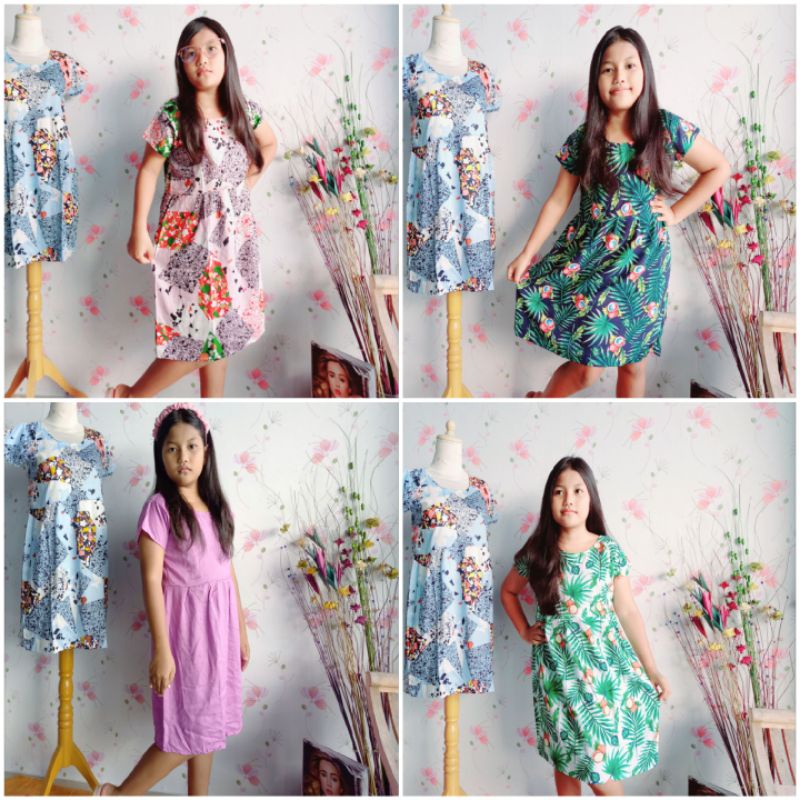 Daster bali anak perempuan/dress rayon polos