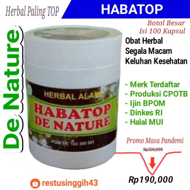 Habatop besar isi 100 kapsul De Nature Herbal Paling Top Segala Macam Penyakit