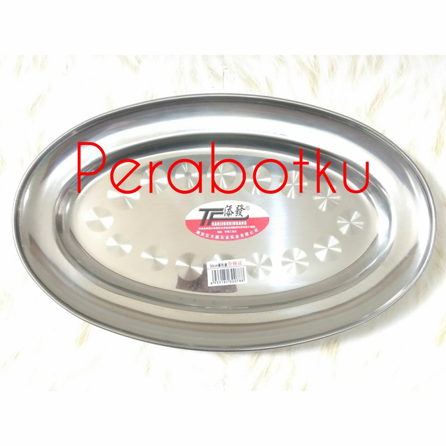 Piring Oval Stenlis 30 cm / Lodor Stainless / Piring Saji / Wadah Saji
