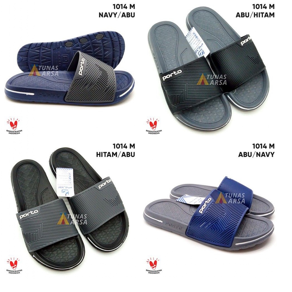 Sendal Sandal Slop Karet Unisex Pria Wanita Santai Anti Air Porto 1041M