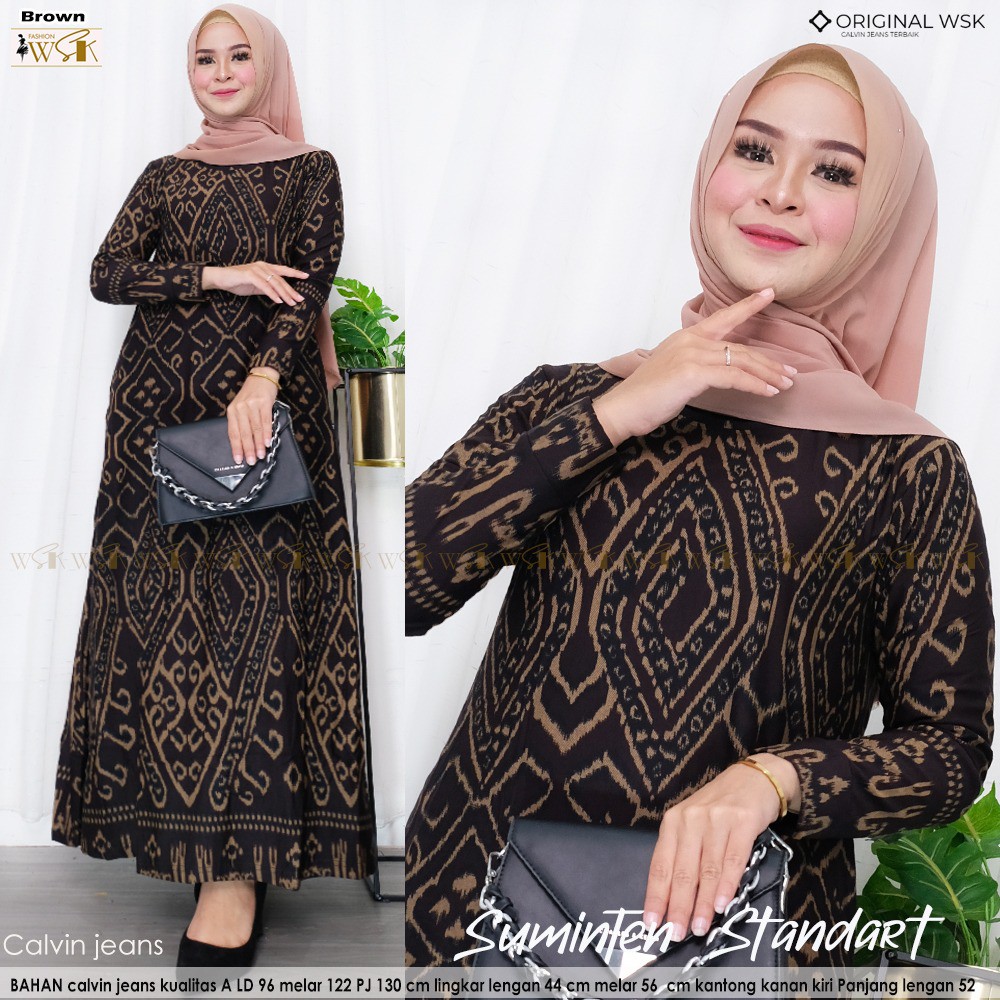 Suminten By Wsk - Baju Gamis Wanita Terbaru 2021 Gamis Syari Bahan Calvin Ld 96 Melar Adem