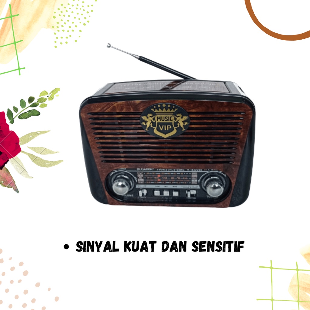 Radio FM Klasik Retro Asatron R 1822 USB 100% ORI