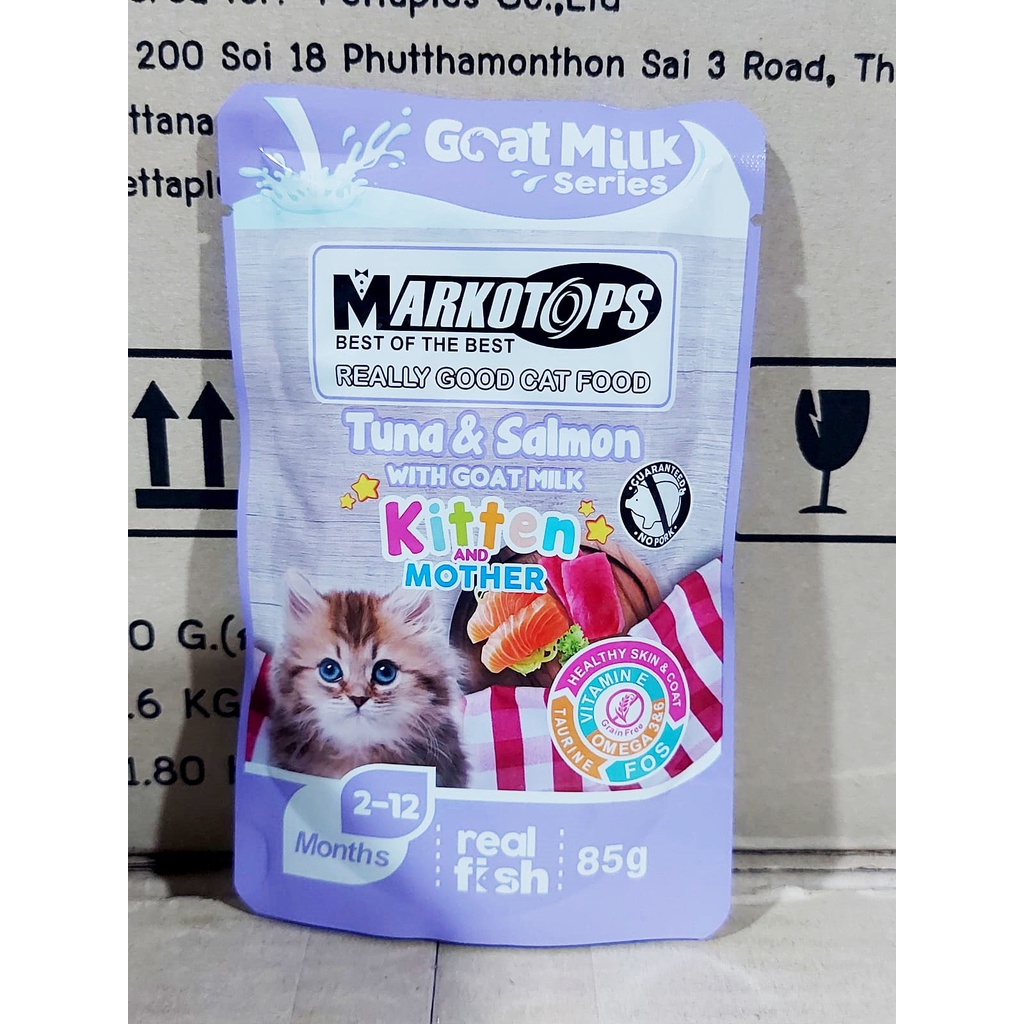 MAKANAN BASAH KITTEN MARKOTOPS POUCH 85 GR GOAT MILK