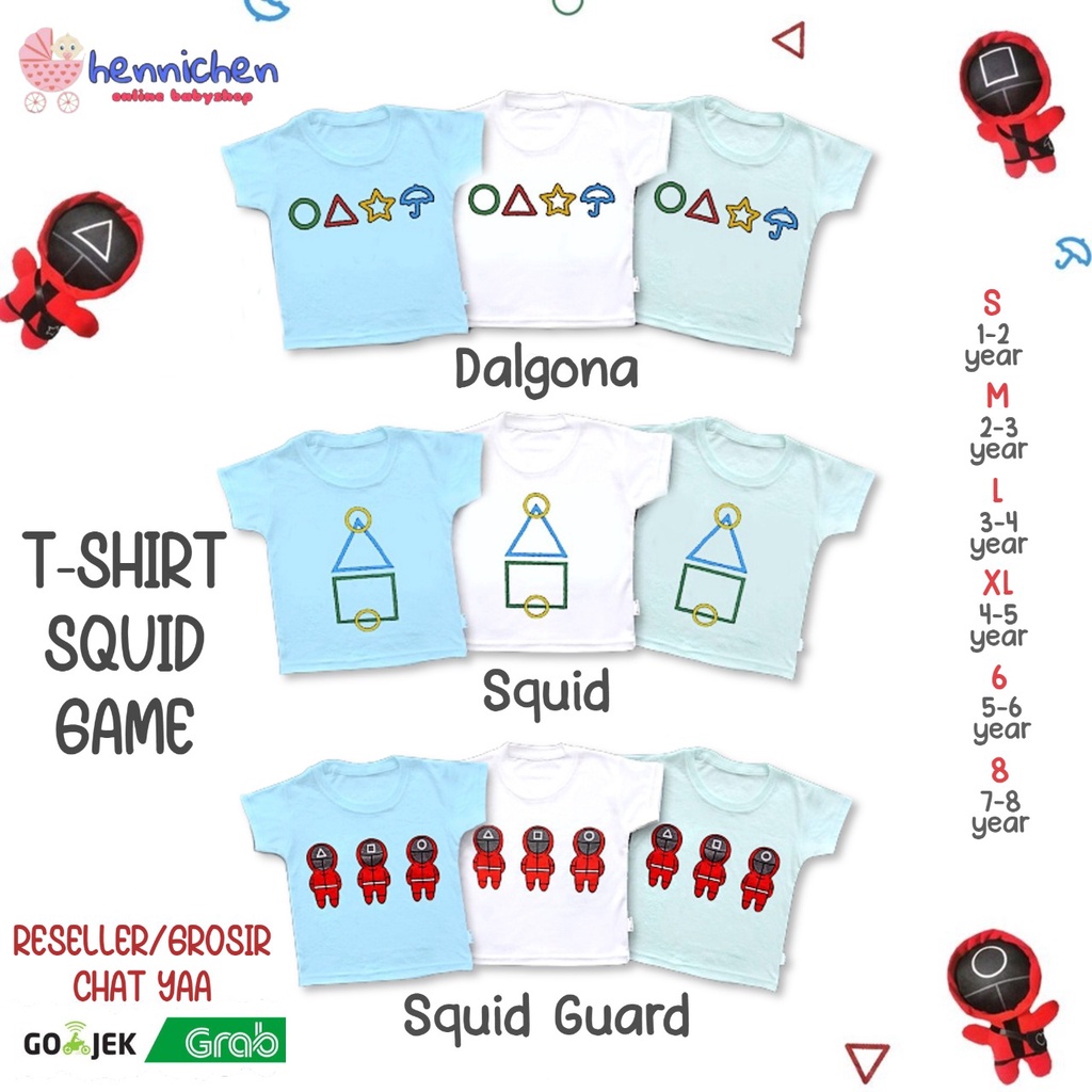 TSHIRT KAOS ANAK ATASAN ANAK UNISEX SQUID GAME - DALGONA SQUID GUARD (1-8 TAHUN)