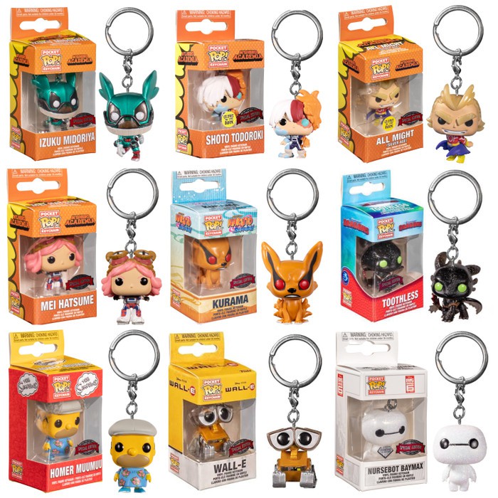 Funko POP Keychain (Deku, Todoroki, Kurama, Toothless, Baymax, Wall-E