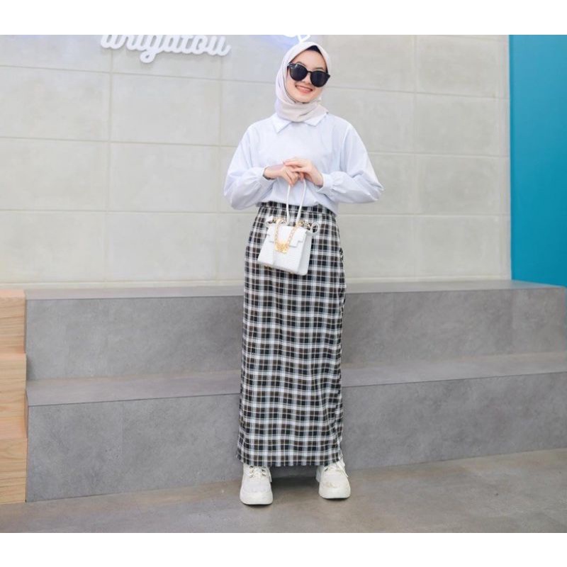 TARTAN LONG SKIRT | ROK SPAN TARTAN PANJANG KOTAK KOTAK KOTAK KOREAN SKIRT