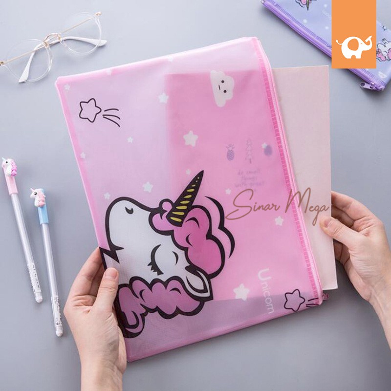 Dream Like Unicorn Plastic  Pouch Folder A4 Tempat  