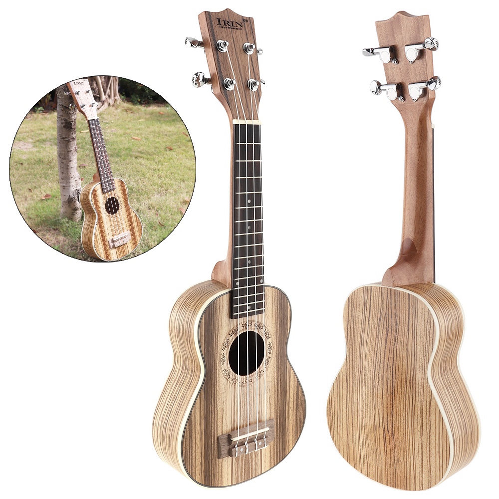 Gitar Ukulele Soprano 15 Fret Bahan Kayu Zebra Ukuran 21 Inci