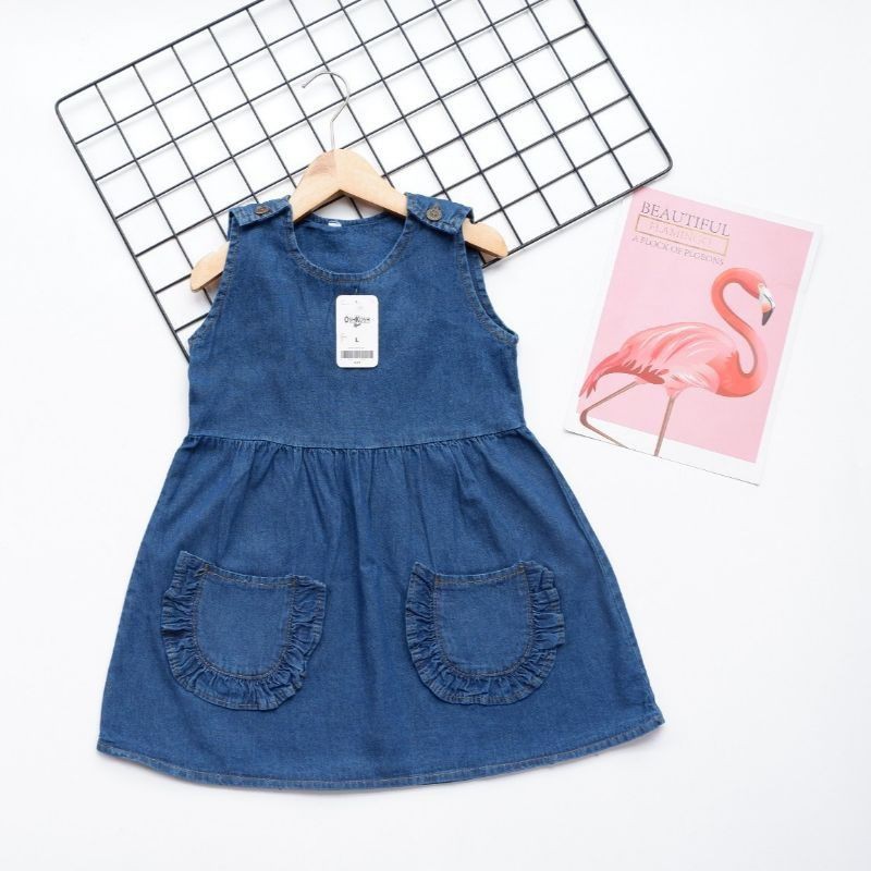 DRESS OVERALL JEANS ANAK/DRESS JEANS ANAK/BAJU JEANS ANAK PEREMPUAN
