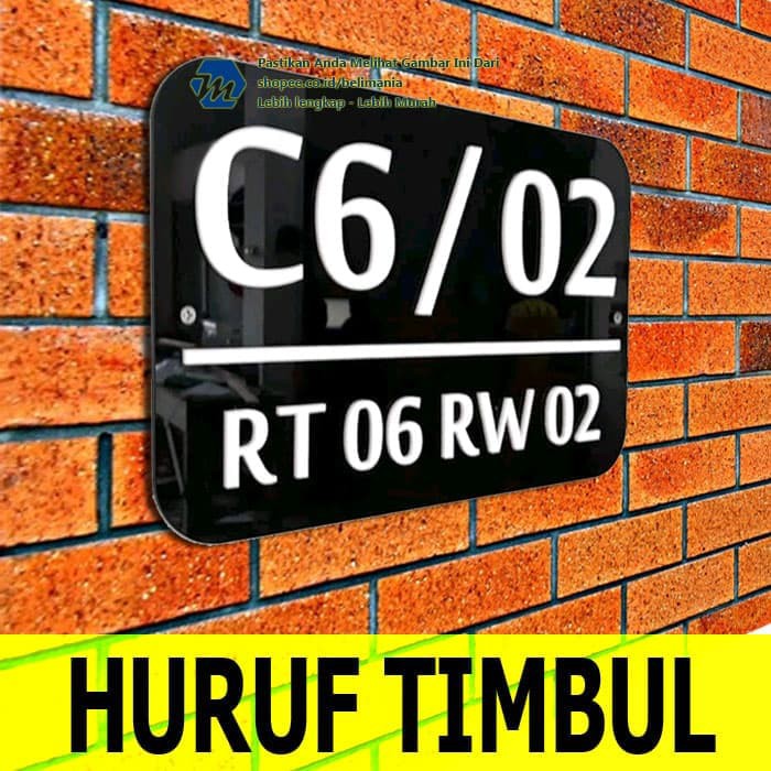 

Nomor / Nomer Rumah Akrilik / Acrylic Huruf Timbul CANTIK - wr202