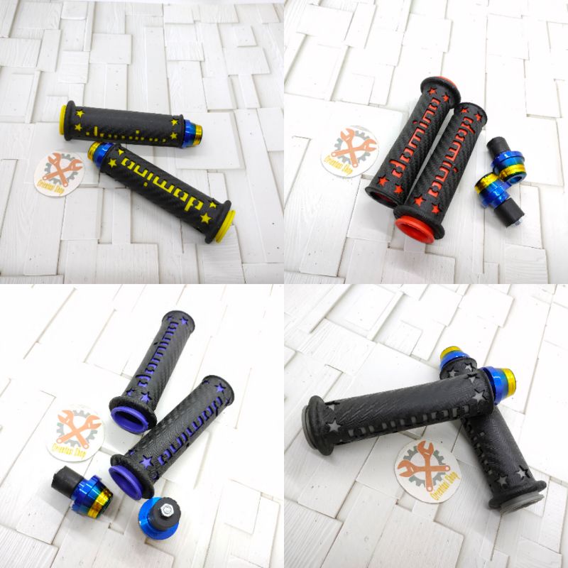 HANDGRIP DOMINO BINTANG KARET EMPUK PLUS JALU STANG TWOTONE BISA UNTUK SEMUA MOTOR