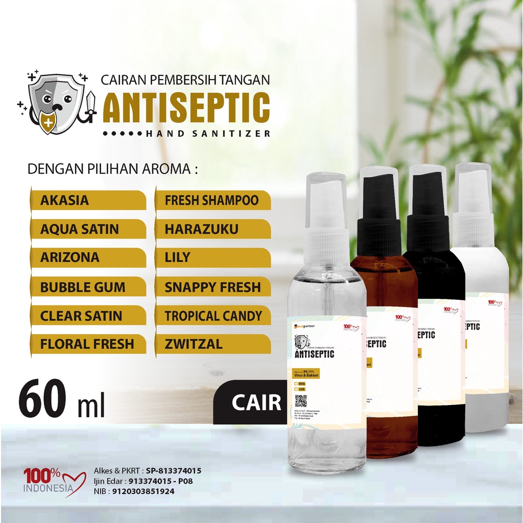 Hand Sanitizer  Cair  Antiseptic Macam Variasi Aroma Segar 60 ml  ( SPRAY )