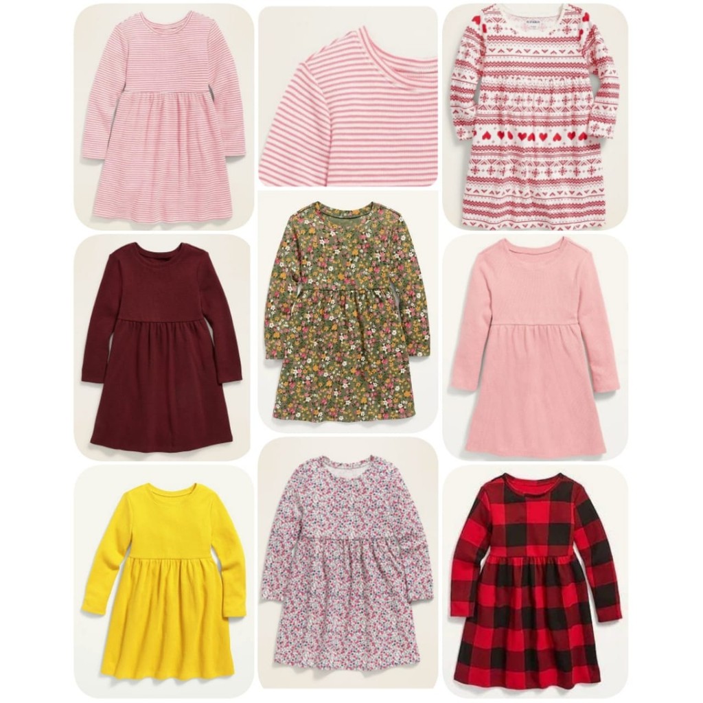 Dress anak lengan panjang Old Navy, size 12m hingga 5t