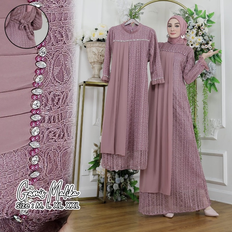 AZURA SCRAF / Gamis Malika Couple Ibu dan Anak / Gamis Modern Couple / Gamis Brokat Malika Original / Gamis Kekinian / Gamis Couple / Gamis Anak / Gamis Dewasa / Gamis Premium